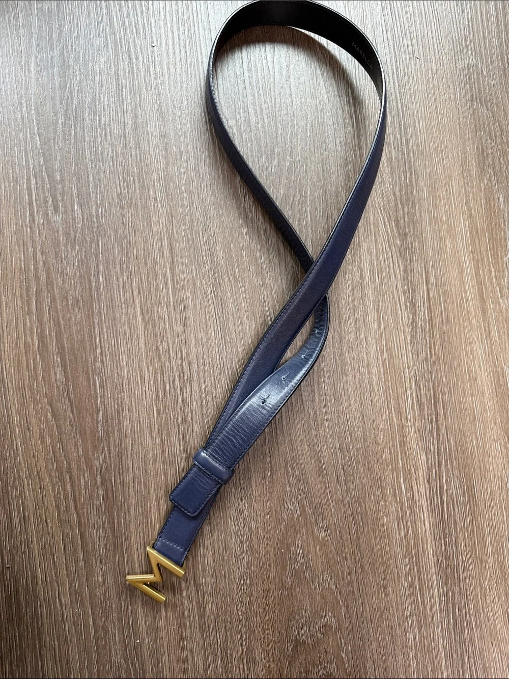Marella 🇮🇹 M Letter Buckle Leather Belt - Blue